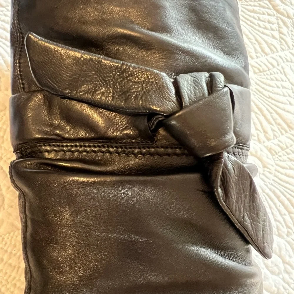 Italian Made Elegant Black Lamb leather Knee-High Women's Boots